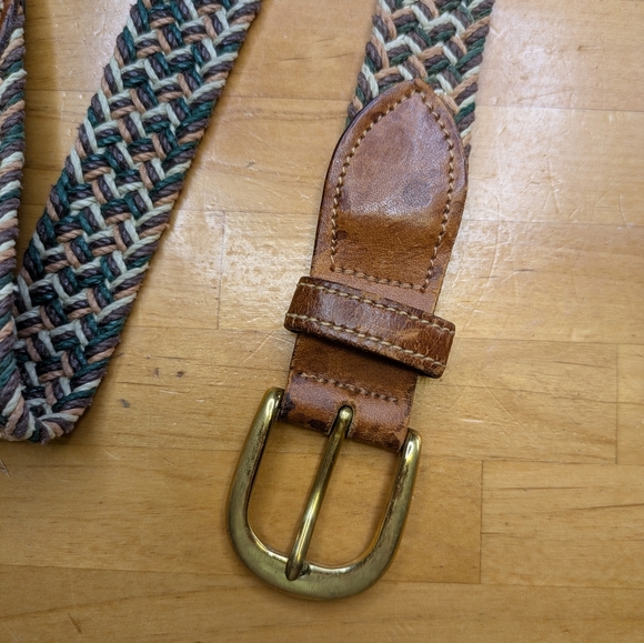 Boston Early Tones Woven Leather Belt with Brass Buckle 32"-35" - Picture 3 of 11